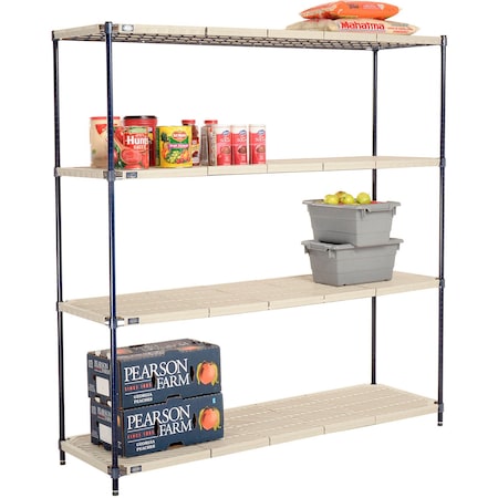 Nexel Nexelite 4 Shelf, Vented Plastic Mat Shelving Unit, Starter, 72inW x 24inD x 74inH 331541N